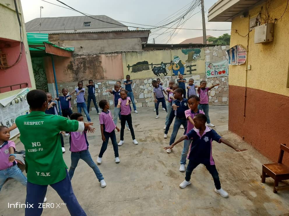 Students in karate training